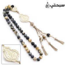   سبحة فضة مع حجر عين نمر عيار 925   