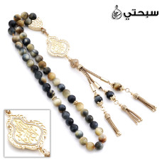  سبحة فضة مع حجر عين نمر عيار 925   