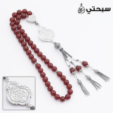   سبحة فضة مع حجر عقيق عيار 925   