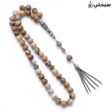 مسبحة فوسيل عقيق مع فضة عيار 925