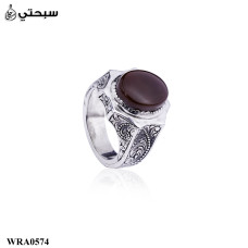 خاتم فضة عيار 925 مع حجر عقيق