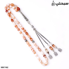   سبحة فضة مع حجر عقيق عيار 925   