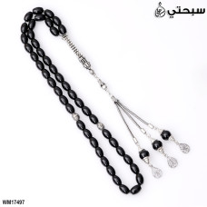   سبحة فضة مع حجر اونيكس عيار 925   