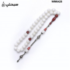  سبحة فضة مع حجر كوريل ابيض عيار 925   