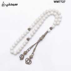   سبحة فضة مع حجر كوريل ابيض عيار 925   