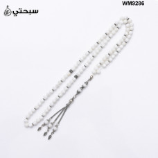   سبحة فضة مع حجر كوريل ابيض عيار 925   
