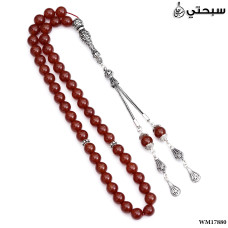 مسبحة عقيق مع فضة عيار 925