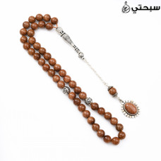   سبحة فضة مع حجر الذهب البني عيار 925   