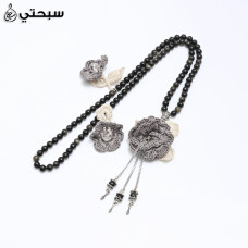   سبحة فضة مع حجر اوبسيديان عيار 925   
