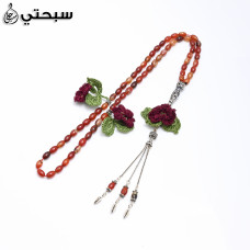   سبحة فضة مع حجر عقيق عيار 925   