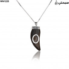 عقد نسائي مع خشب عوده من الفضة عيار 925 