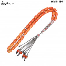   سبحة فضة مع حجر مرجان مصبوغ عيار 925   