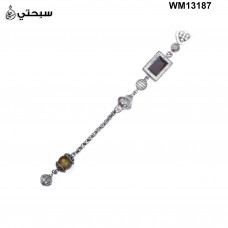   سبحة فضة مع حجر عقيق عيار 925   