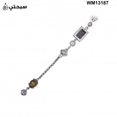   سبحة فضة مع حجر عقيق عيار 925   