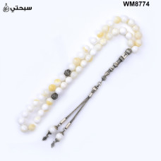   سبحة فضة مع حجر جاد ابيض عيار 925   