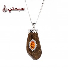 عقد نسائي مع خشب عوده من الفضة عيار 925 