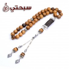 سبحة فضة عيار 925 مع خشب عوده