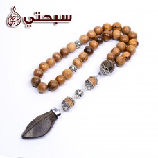 سبحة فضة عيار 925 مع خشب عوده