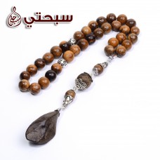 سبحة فضة عيار 925 مع خشب عوده
