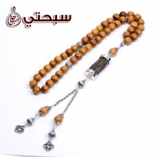 سبحة فضة عيار 925 مع خشب عوده