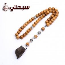 سبحة فضة عيار 925 مع خشب عوده