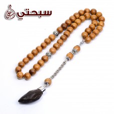 سبحة فضة عيار 925 مع خشب عوده