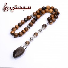 سبحة فضة عيار 925 مع خشب عوده