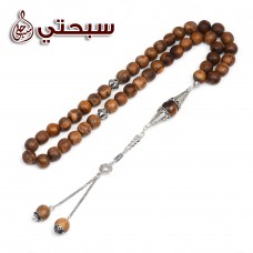 سبحة فضة عيار 925 مع خشب عوده