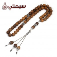 سبحة فضة عيار 925 مع خشب عوده