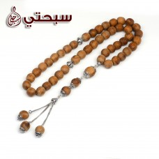 سبحة فضة عيار 925 مع خشب عوده